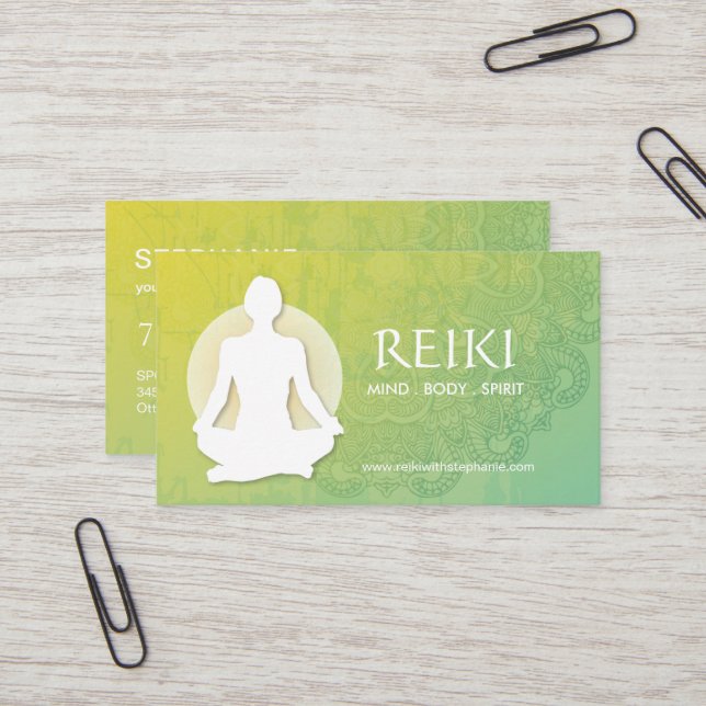 Yoga und Reiki Visitenkarten Visitenkarte (Vorderseite/Rückseite Beispiel)
