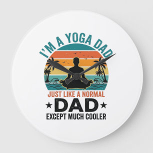 Yoga-Vater Vintage-Sonnenuntergang Lustiges Vater- Große Wanduhr