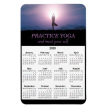 Yoga Vrksasana Pose Black Lila 2020 Kalender