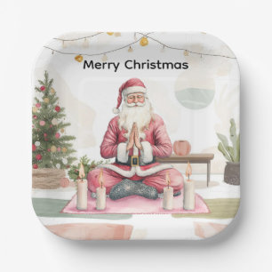 Yoga Weihnachten mit dem Weihnachtsmann in der Yog Pappteller