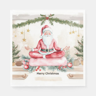 Yoga Weihnachten mit dem Weihnachtsmann in der Yog Serviette
