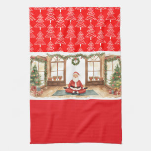 Yoga-Weihnachten Santa Claus Lehrer Geschirrtuch
