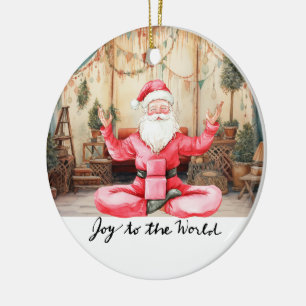 Yoga Weihnachten Santa Claus Posing Yoga  Keramik Ornament
