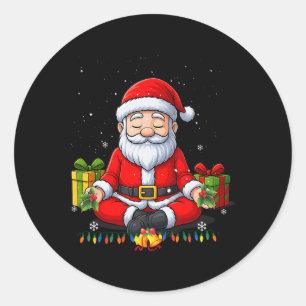 Yoga Weihnachten Santa Pose Lustiges Weihnachten X Runder Aufkleber