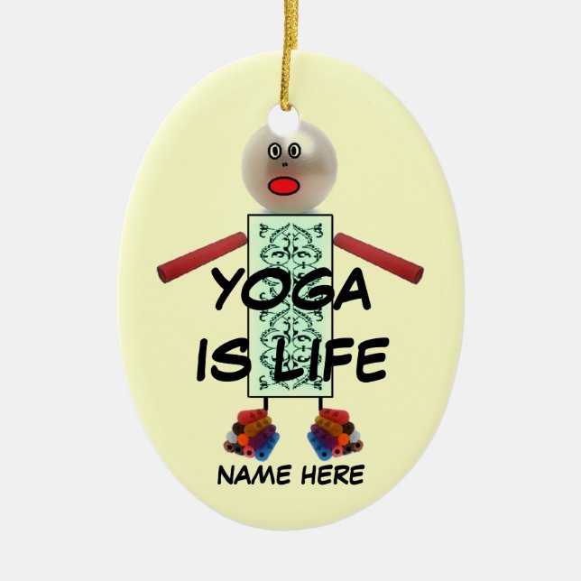 Yoga Weihnachts-Cartoon Keramikornament (Vorne)
