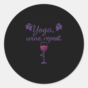Yoga Wein Wiederholen Weinglas Baumpose Trauben Ku Runder Aufkleber