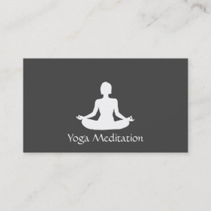 Yoga (weiß) Grauer Hintergrund Visitenkarte