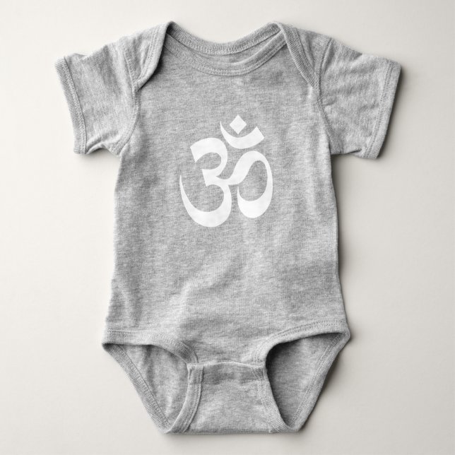 Yoga white Om Hindu Buddhist Symbol Baby Strampler (Vorderseite)