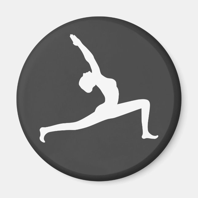 Yoga White Silhouette Woman Posing Round Magnets Magnet (Vorne)