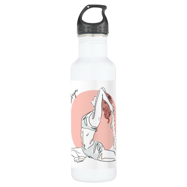 Yoga Woman nom personnalisé bouteilles d'eau (Devant)