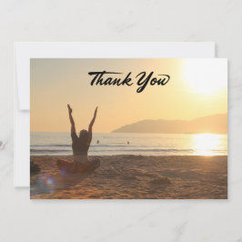 Yoga Women on Sunset Background Danke Karte