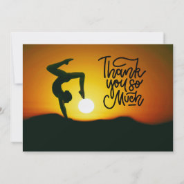 Yoga Women on Sunset Background Danke Karte