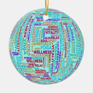 Yoga Word Cloud Ornement en céramique