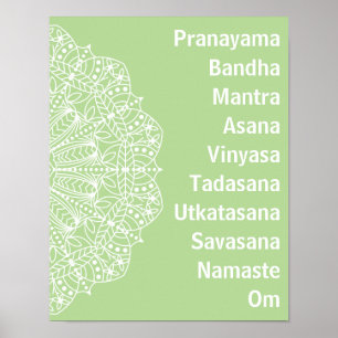 Yoga Words White Mandala Poster
