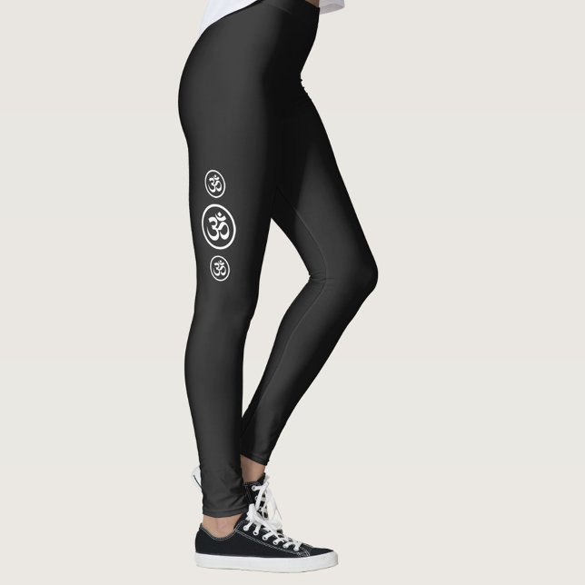 Yoga Workout-Leggings für das Black Ohm Symbol Leggings (Womens black yoga workout leggings with Ohm circle )