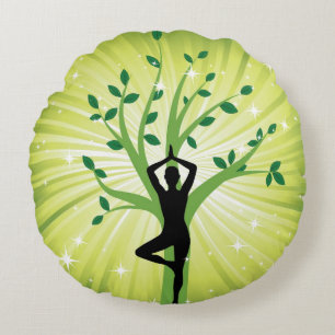 Yoga, Yogi, Baum des Lebens, Grün, Heiler, heilt, Rundes Kissen