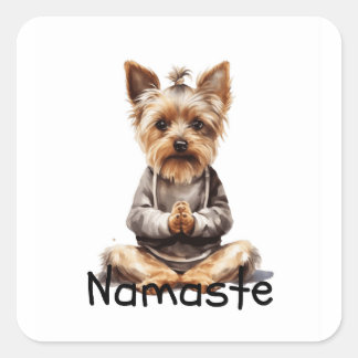 Yoga Yorki Quadratischer Aufkleber