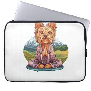 Yoga Yorkie – Lustiger meditierender Hund Laptopschutzhülle