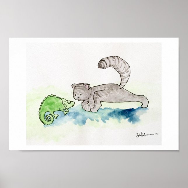 YogaCat in LizardPose Poster (Vorne)