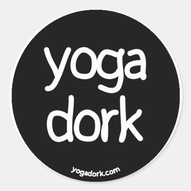 Yogadork-Aufkleber rund schwarz/weiß Runder Aufkleber (Vorderseite)