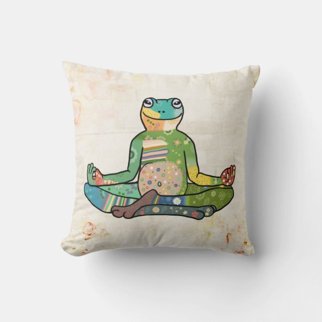 yogafrosch   kissen (Vorderseite)