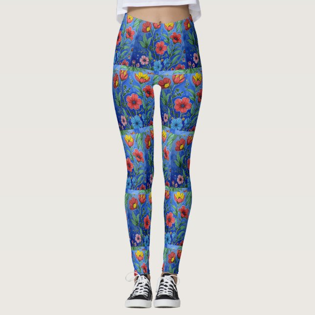Yogahose mit Blumenfeld Leggings (Vorderseite)