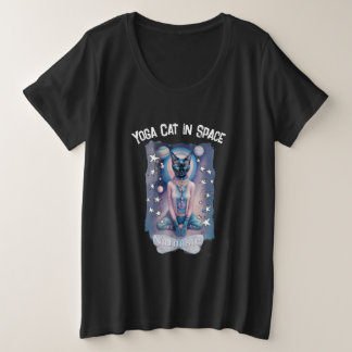 Yogakatze im Weltraum (dunkel) Große Größe T-Shirt