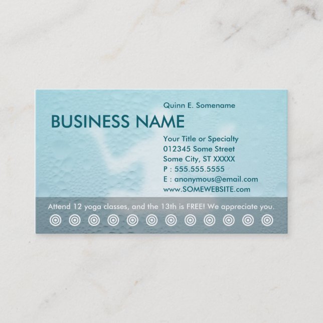 Yogakurse Treuekarte (Vorderseite)