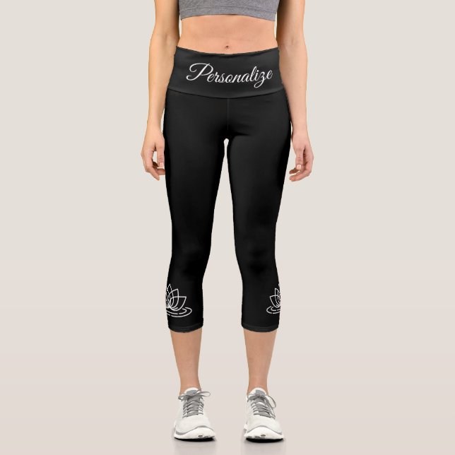 Yogalandhosen mit Lotus-Logo für die Blume Capri Leggings (Vorderseite)