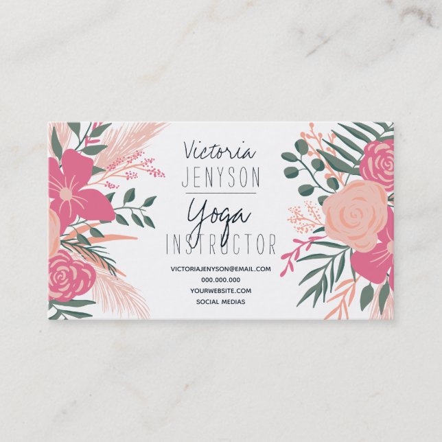 Yogalehrer für tropisches Foto Visitenkarte (Vorderseite)
