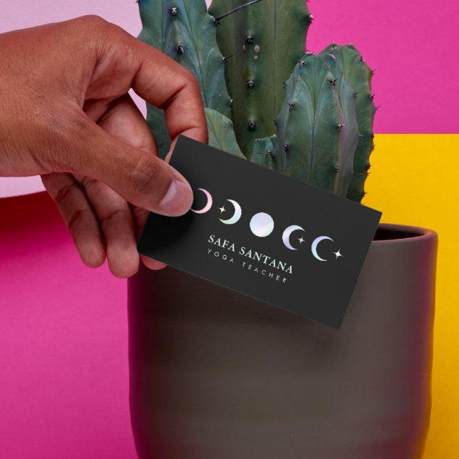 Yogalehrer Moon Phases Holographische Visitenkarte (Von Creator hochgeladen)
