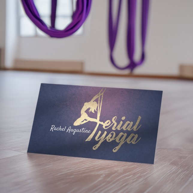 Yogalehrer Pilates Fitness Lila Gold Visitenkarte (Von Creator hochgeladen)