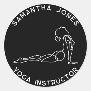 Yogalehrer Yogi Pose Modernes Studiogeschäft Runder Aufkleber