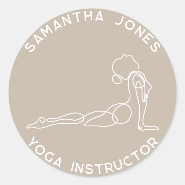 Yogalehrer Yogi Pose Modernes Studiogeschäft Runder Aufkleber (Vorderseite)