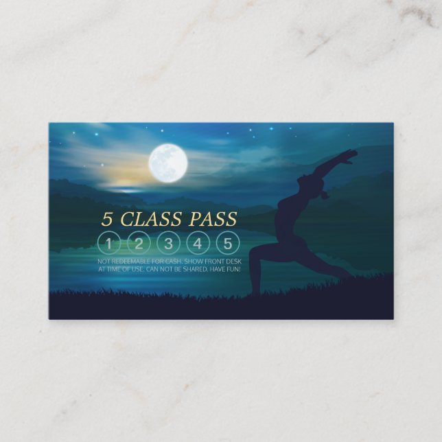 Yogalehrerin Mondlicht Halbmond Pose 5 Klasse Pass Treuekarte (Vorderseite)