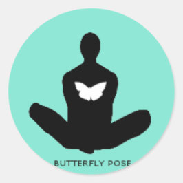 Yogamoji™ Butterfly-Pose Runder Aufkleber
