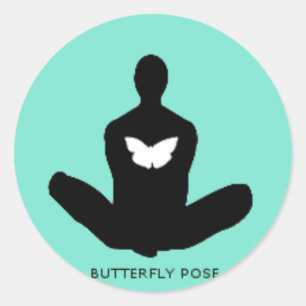 Yogamoji™ Schmetterlings-Pose-Aufkleber Runder Aufkleber