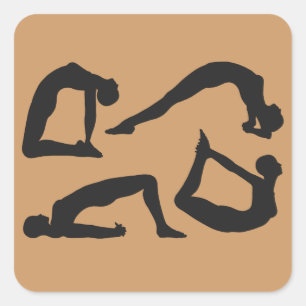 Yogapositionen Silhouetten Quadratischer Aufkleber