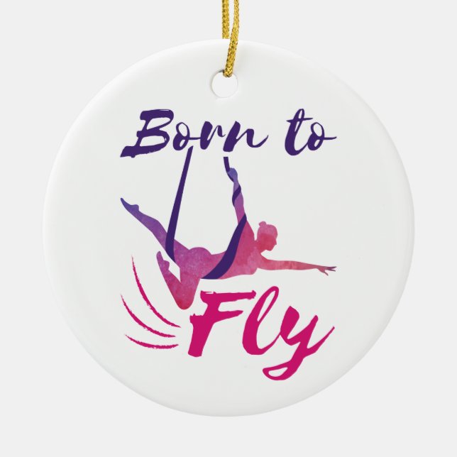 Yogasilden aus der Luft, Geboren zum Fliegen Keramik Ornament (Vorne)