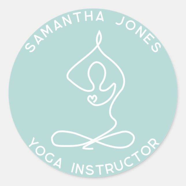 Yogastudio-Instruktor Yogi Pose Modernes Business Runder Aufkleber (Vorderseite)