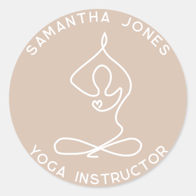 Yogastudio-Instruktor Yogi Pose Modernes Business Runder Aufkleber (Vorderseite)