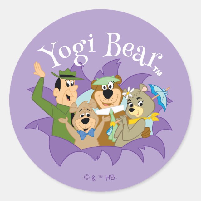 Yogi Bär und Freunde Überraschung Runder Aufkleber (Vorderseite)