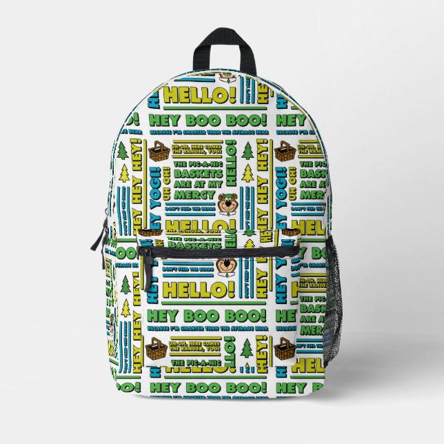 Yogi Bären's Picnic Quotes & Fun Phrases Muster Bedruckter Rucksack (Vorderseite)