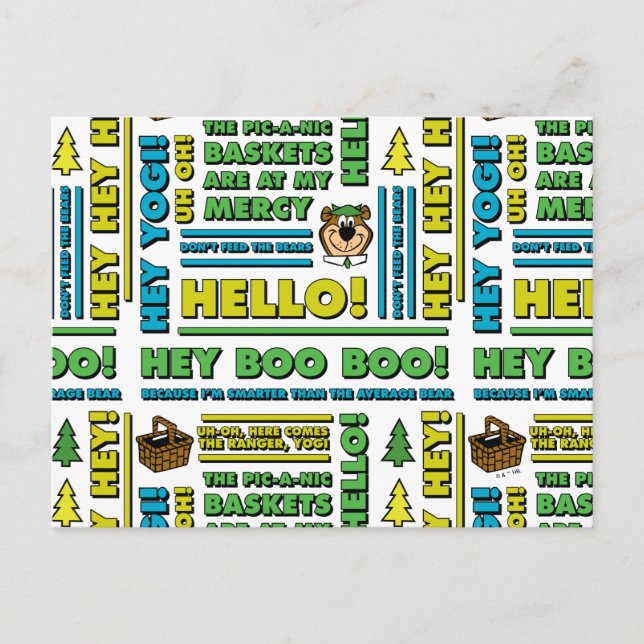 Yogi Bären's Picnic Quotes & Fun Phrases Muster Postkarte (Vorderseite)
