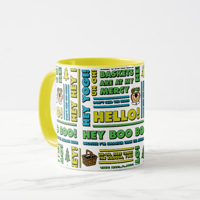Yogi Bären's Picnic Quotes & Fun Phrases Muster Tasse (Vorderseite Links)