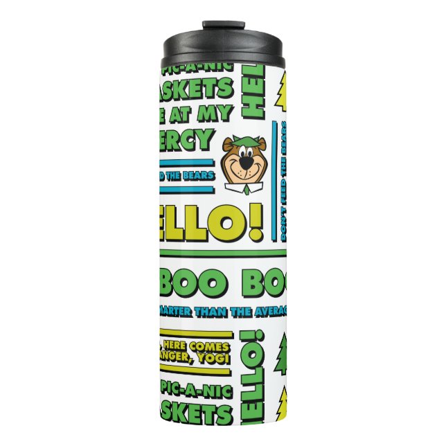Yogi Bären's Picnic Quotes & Fun Phrases Muster Thermosbecher (Vorderseite)