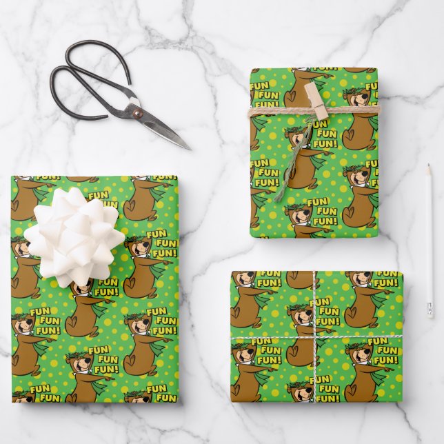 Yogi Bear Fun Fun Fun Geschenkpapier Set (Vorderseite)