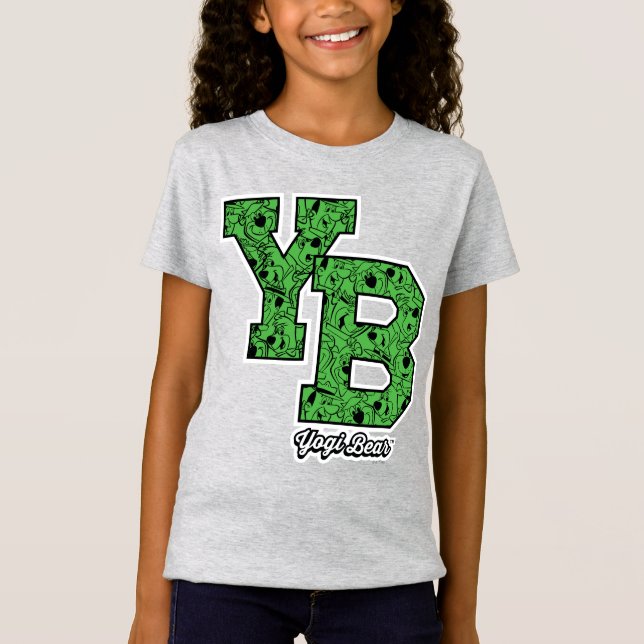 Yogi Bear Gemustert Varsity Letters T-Shirt (Vorderseite)