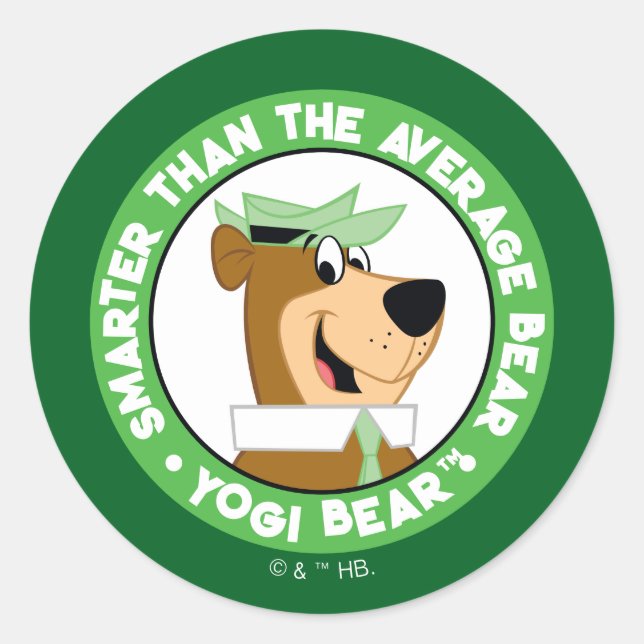 Yogi Bear lächelndes Portrait Runder Aufkleber (Vorderseite)