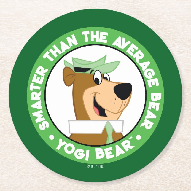Yogi Bear lächelndes Portrait Runder Pappuntersetzer (Vorderseite)